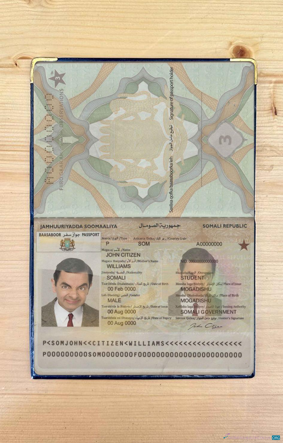 Download Somalia (Soomaaliya) pass photo look Photoshop template